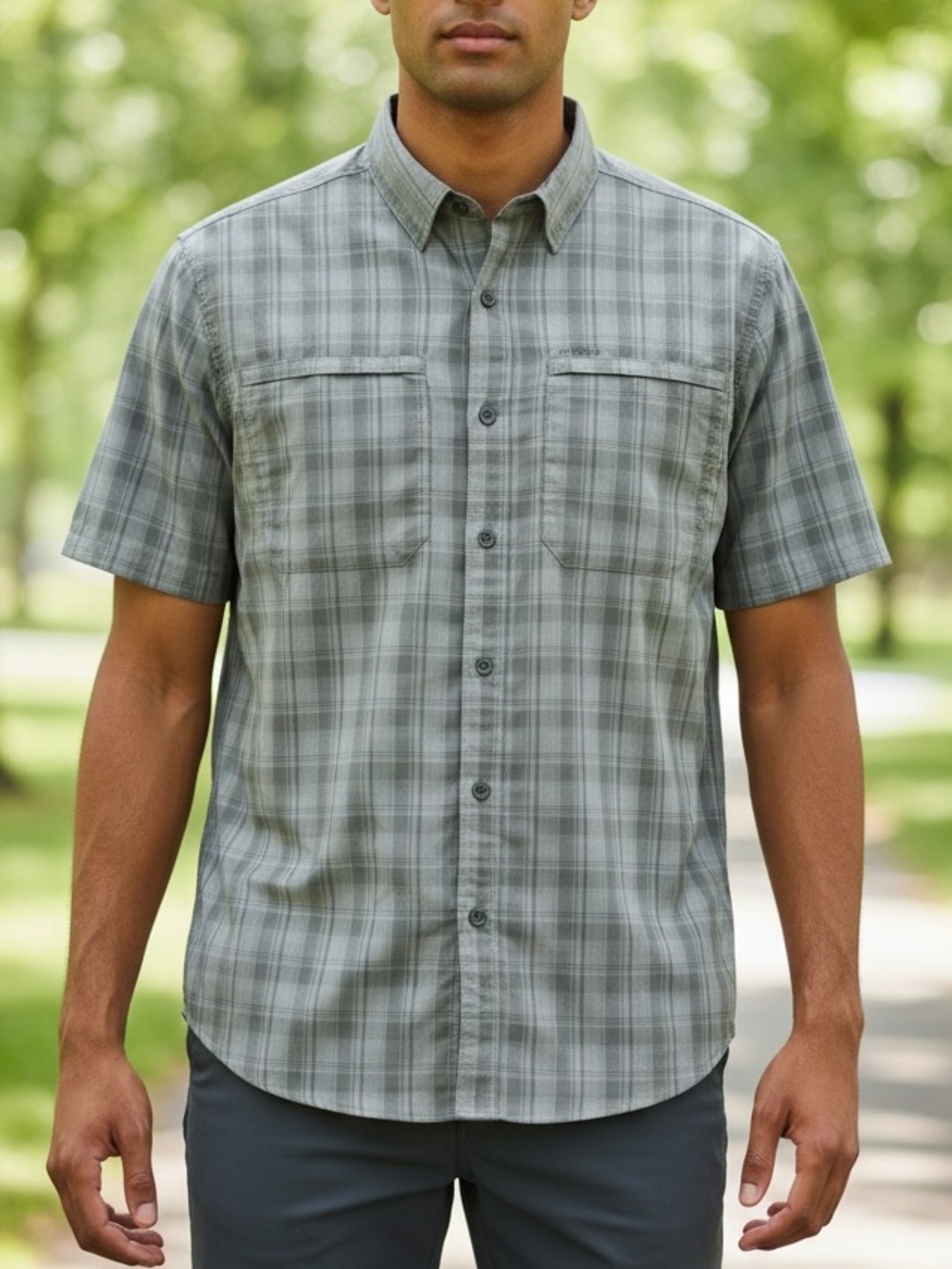Orvis Men XL Plaid Short Sleeve Performance Tech Shirt Gray Quick Dry